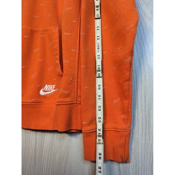 Nike Men Hoodie Large Orange Swoosh Graphic All Over Front Pocket Pullover READ - Picture 9 of 10